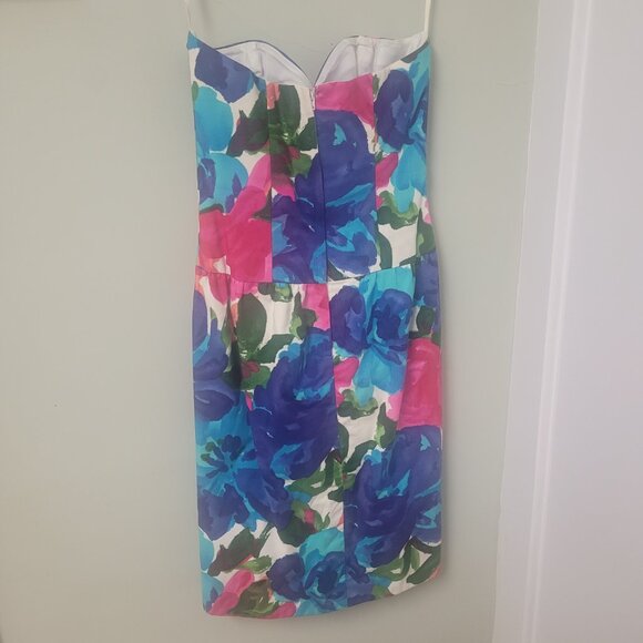 RARE Victor Costa Vintage 80s Floral strapless mini dress Size 4 - Picture 6 of 9